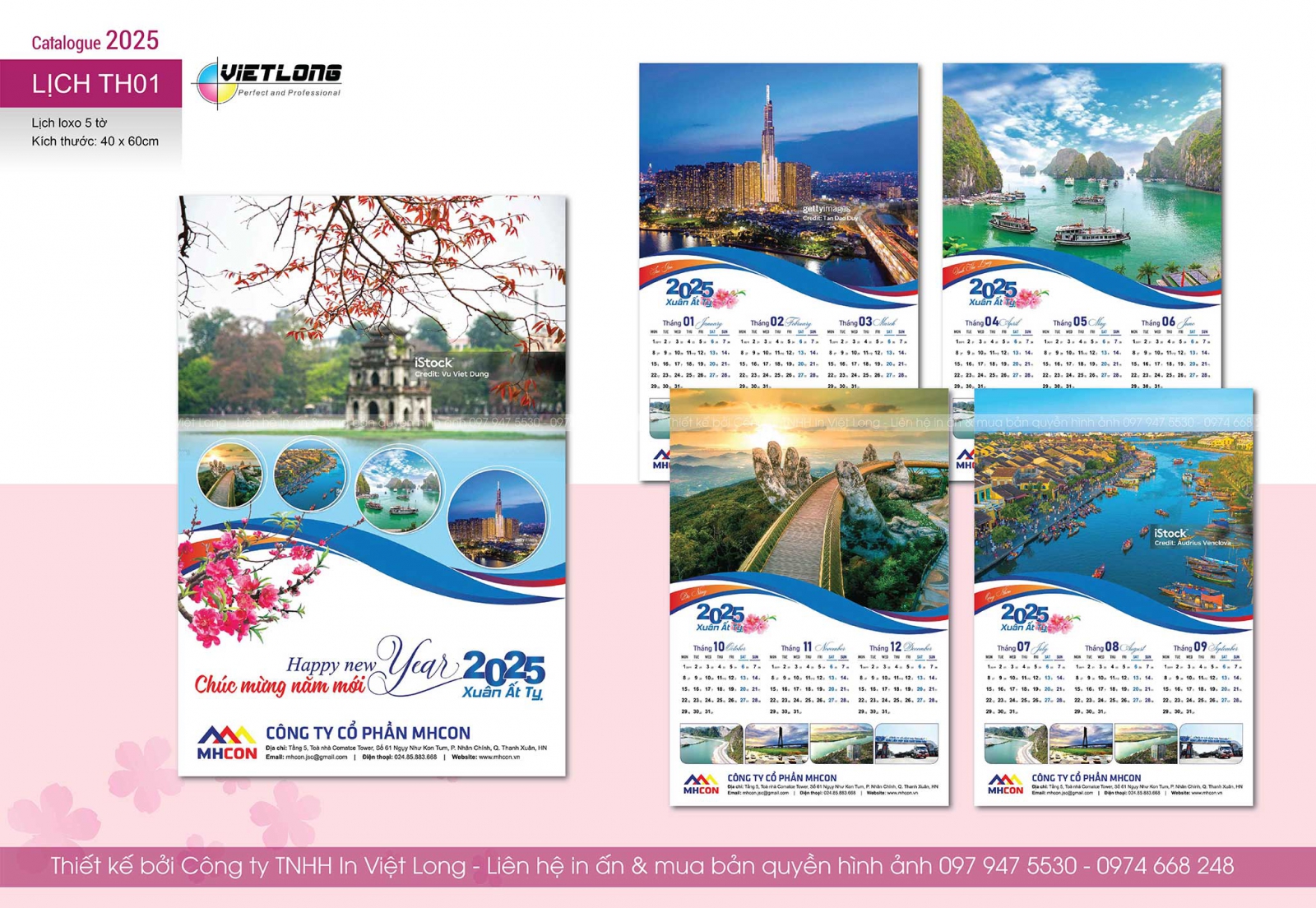 Thiết kế lịch Tết 2025 5 tờ theo yêu cầu
