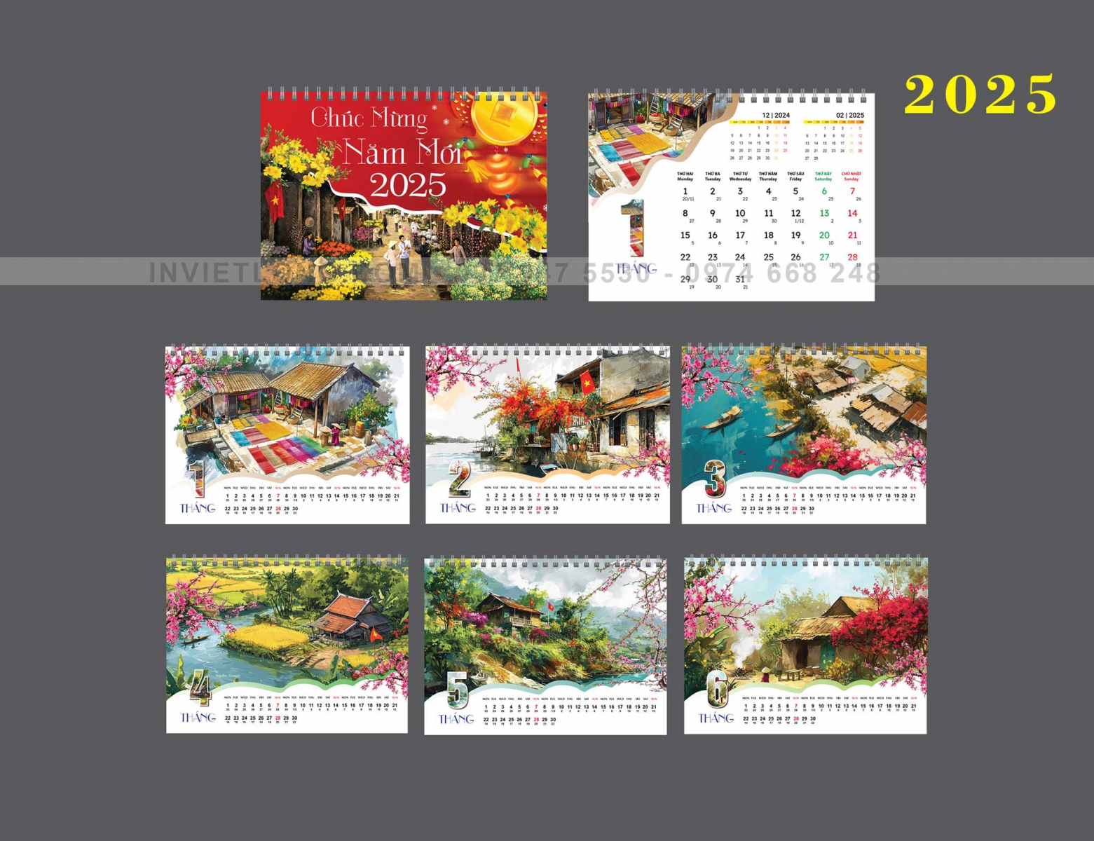 Mẫu lịch bàn 2025 ấn tượng