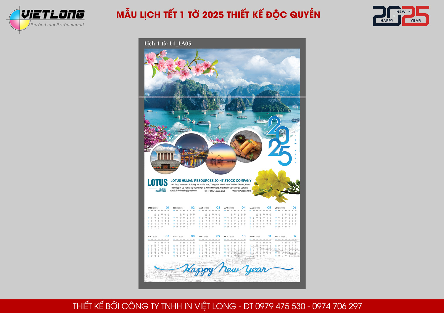 Mẫu lịch nẹp thiếc 1 tờ 2025 mới nhất
