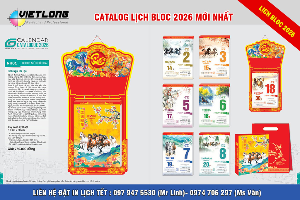 Mẫu Bloc siêu cực đại 35x50cm Tết 2026 Bính Ngọ