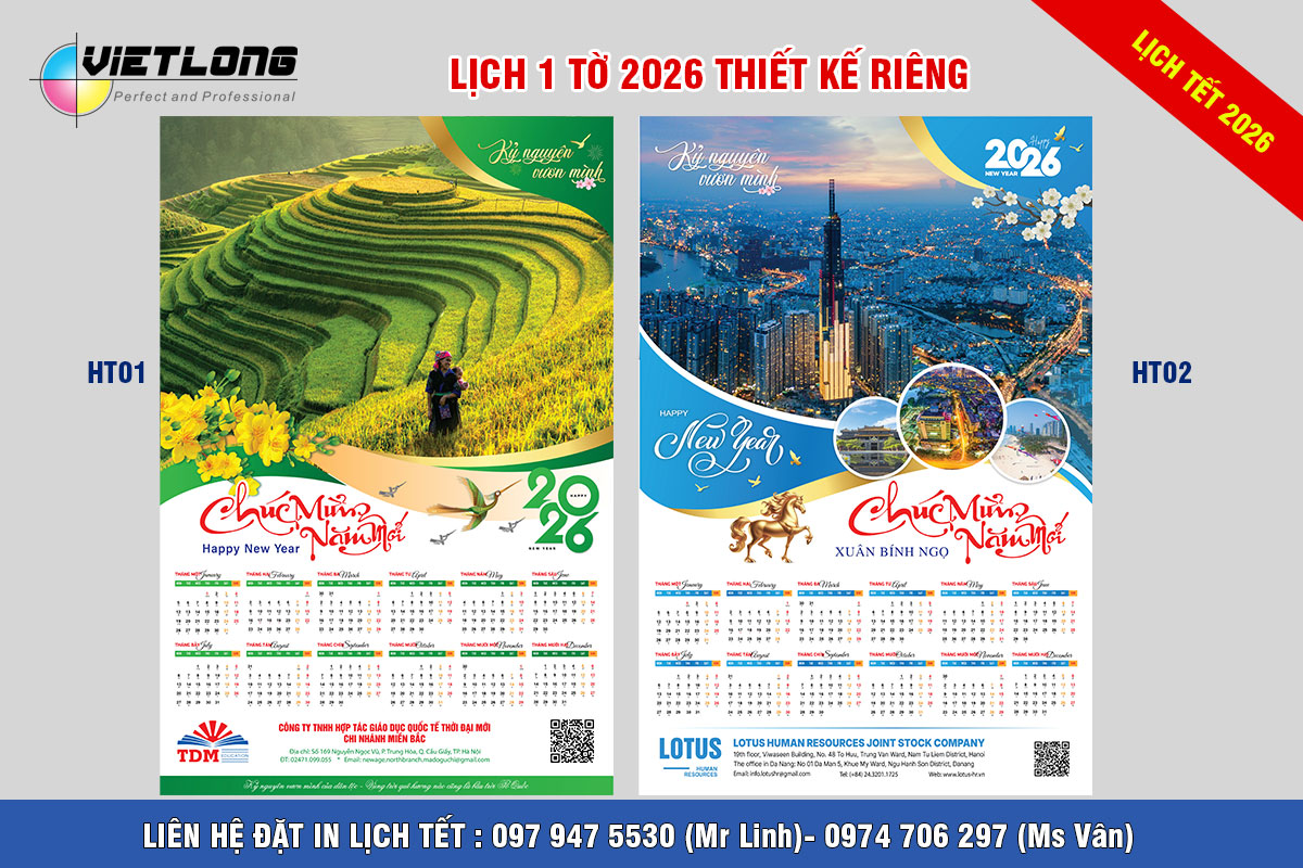 Công ty in lịch tết 1 tờ 2026 giá rẻ Hà Nội