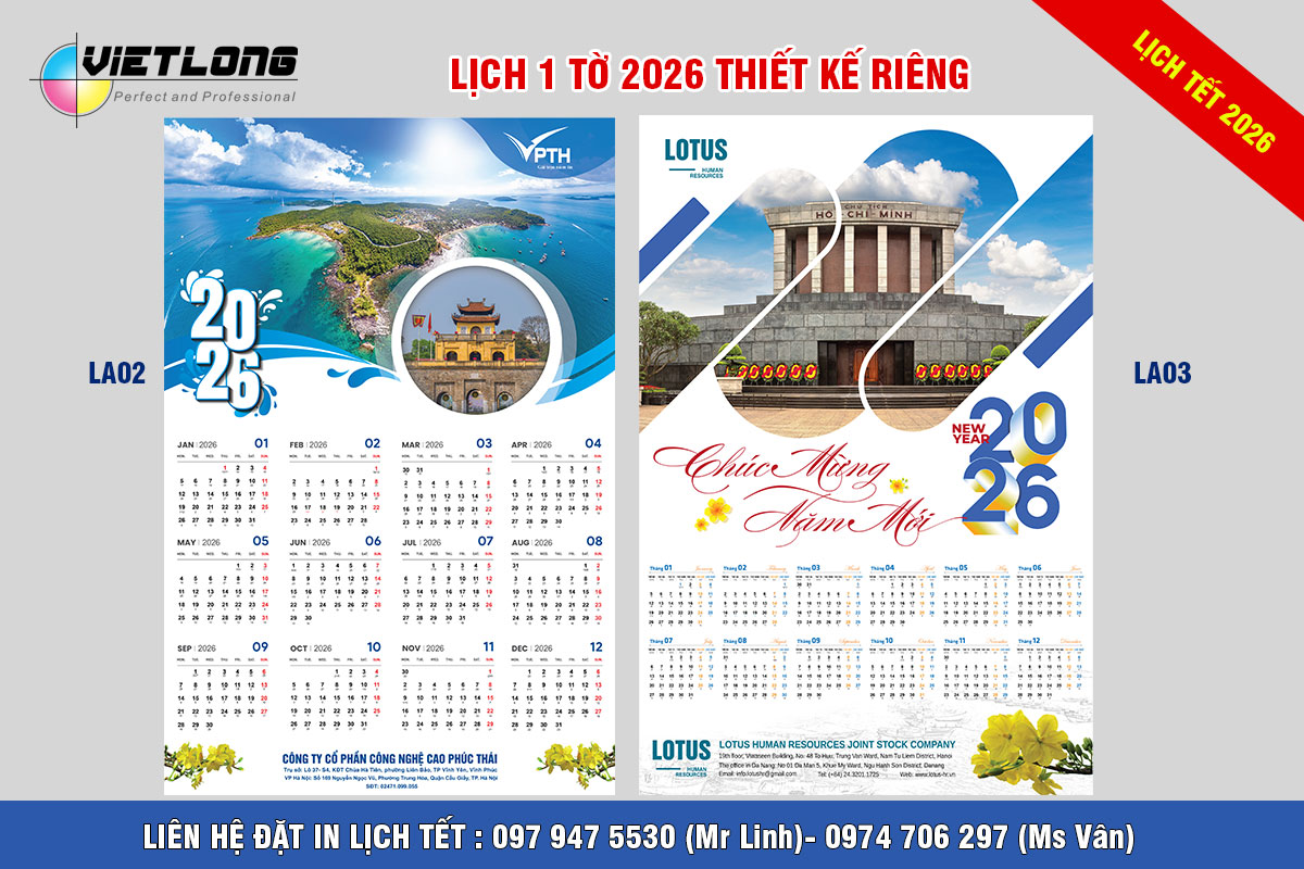 Mẫu lịch Tết 1 tờ Bính ngọ 2026