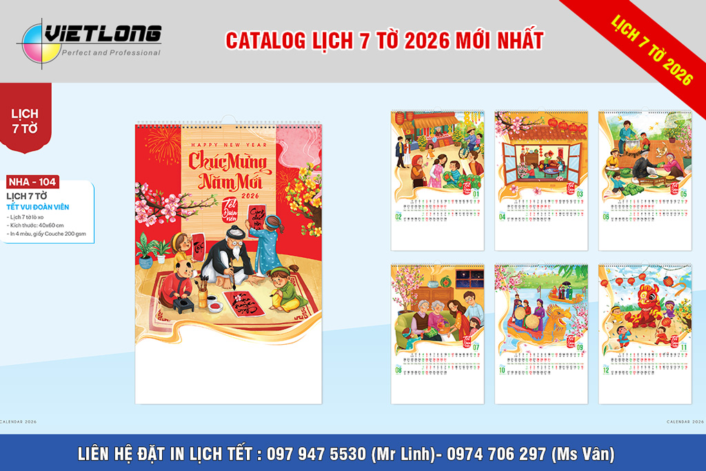 Mẫu lịch 7 tờ 2026 ý nghĩa