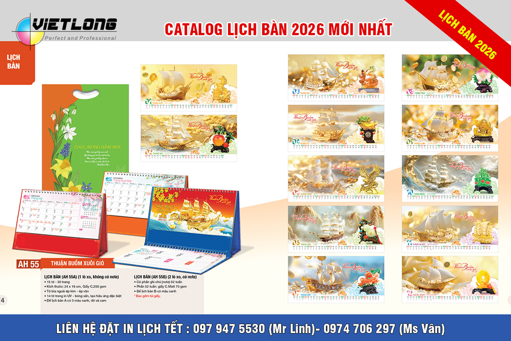 Mẫu lịch để bàn 2026 năm con ngựa