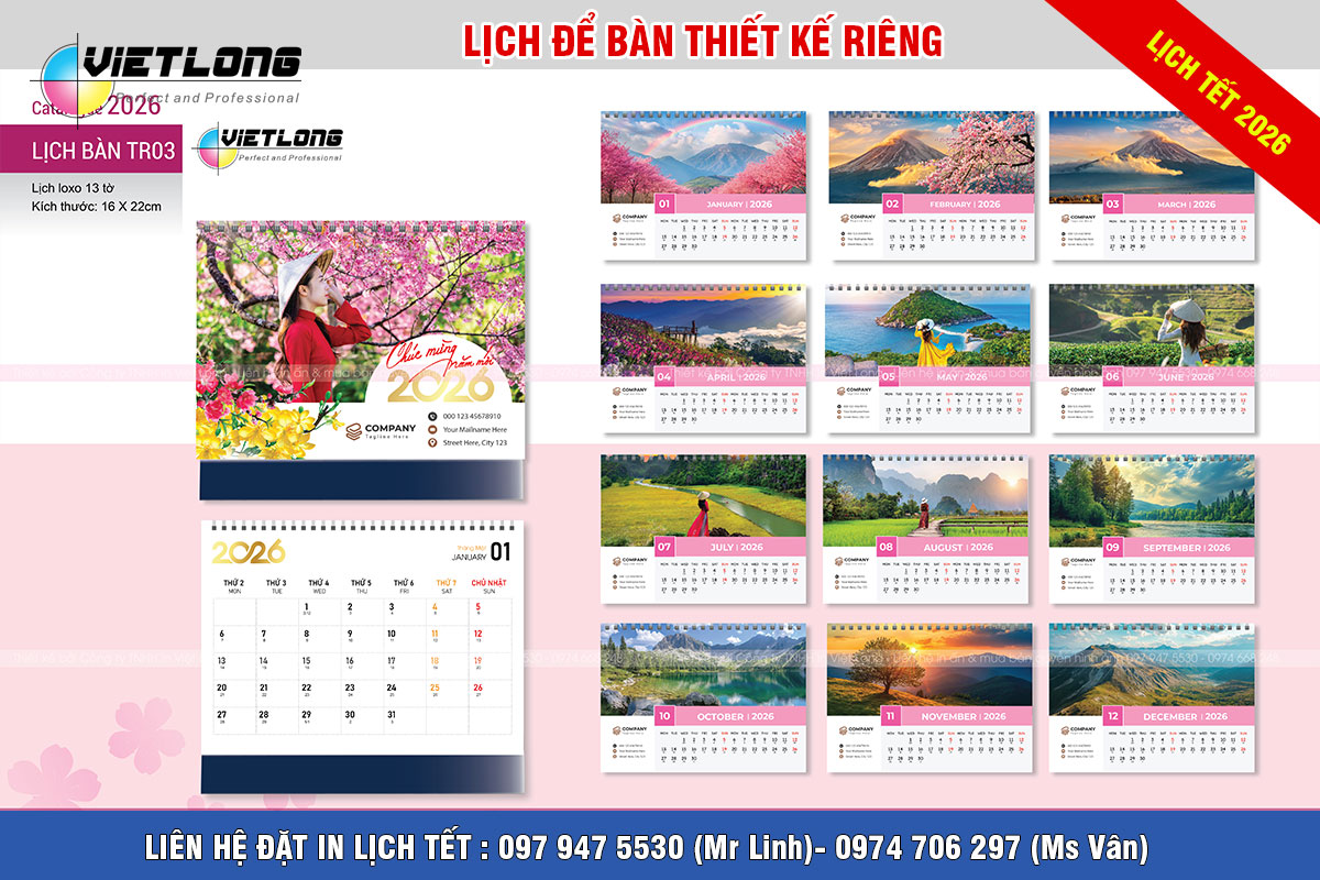 Công ty in lịch bàn thiết kế độc quyền 2026 Hà Nội