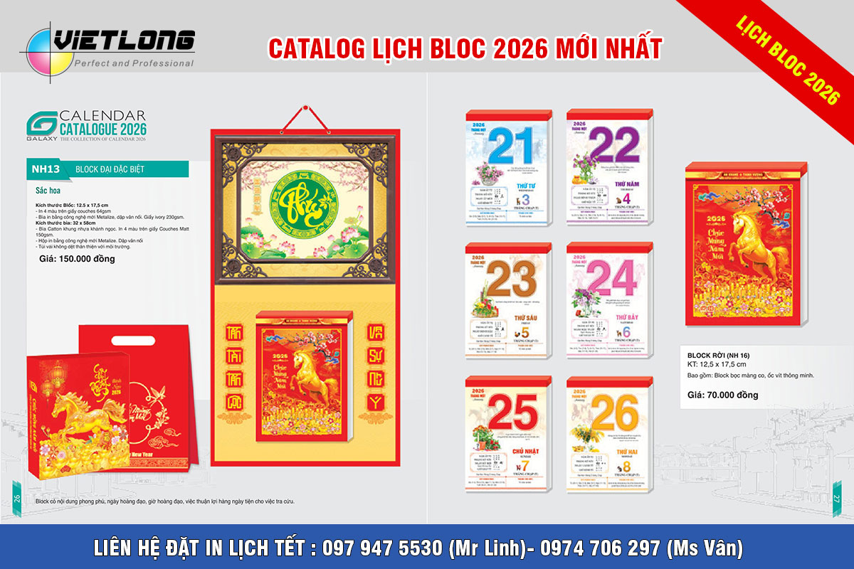 Công ty in lịch Bloc đại 2026
