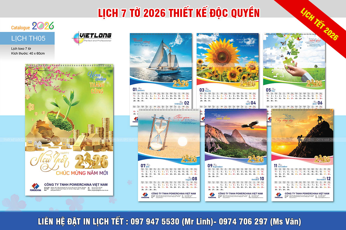 File vector lịch tết 2026 treo tường 7 tờ Hà Nội