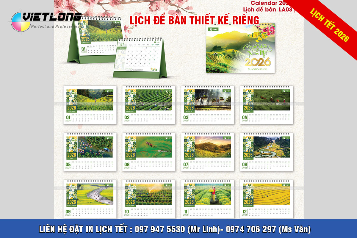 File lịch tết để bàn 2026 màu xanh cốm đẹp mắt