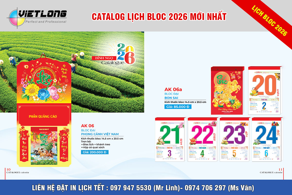 In lịch bloc đại 14x20cm 2026 mới nhất