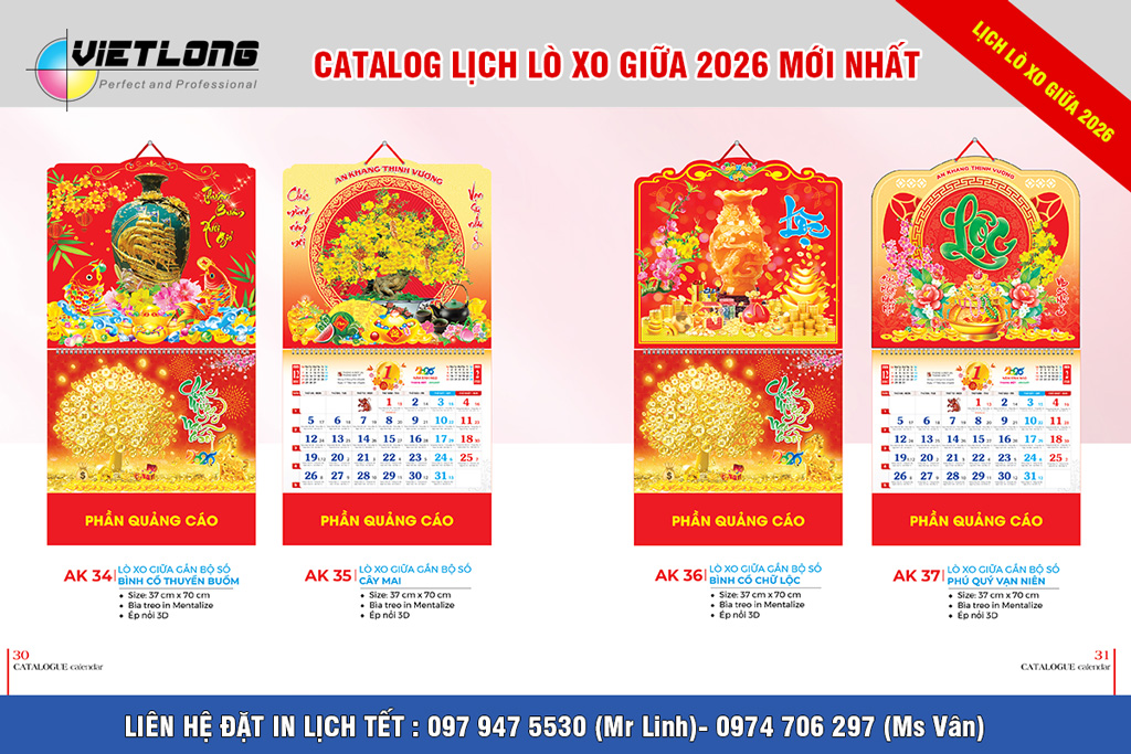 In lịch tết lò xo 13 tờ 2026 Bính Ngọ