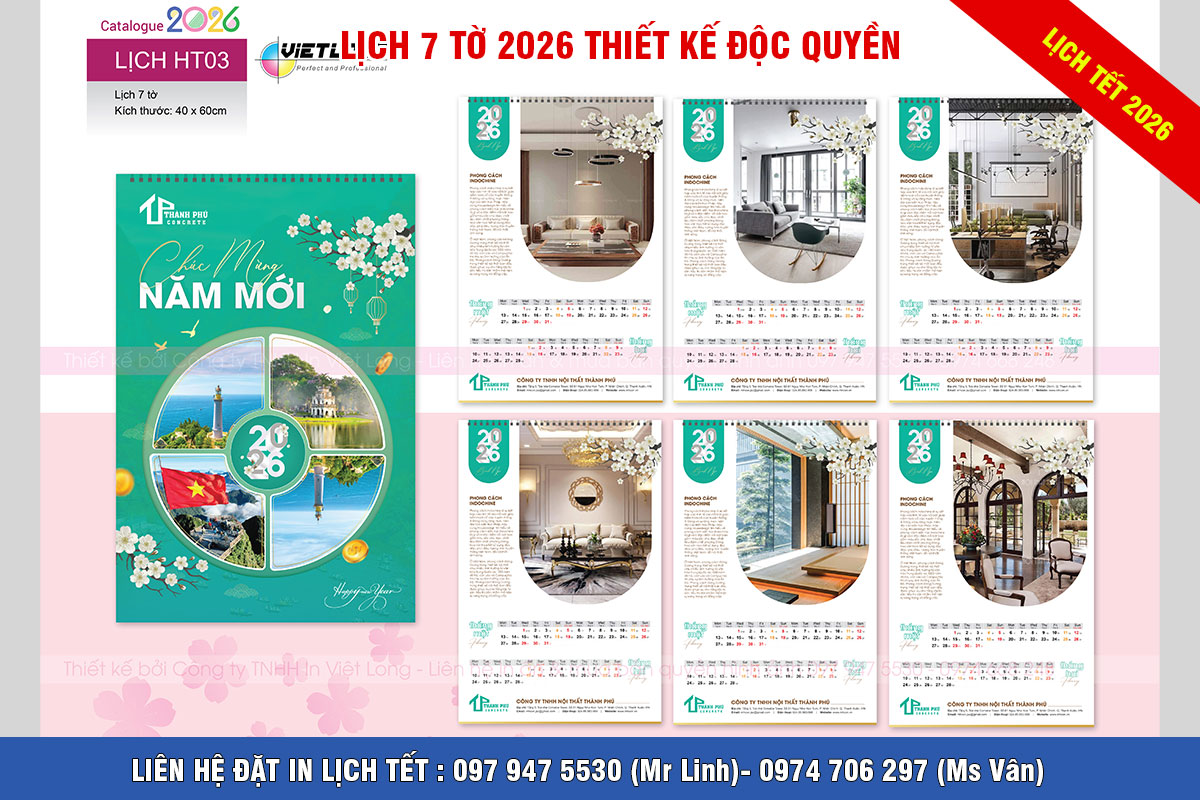 Mẫu lịch tết 2026 thiết kế độc quyền cho công ty nội thất