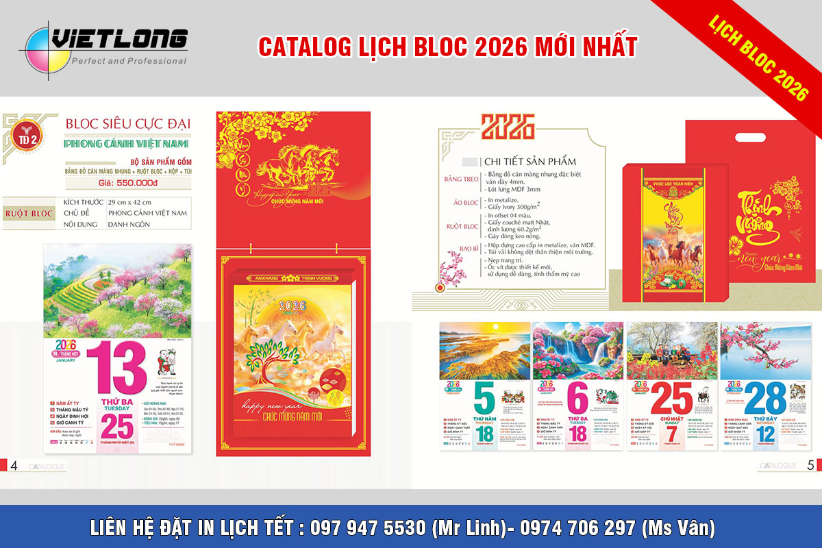 In lịch Tết Bloc 2026 tại Hà Nội chiết khấu cao