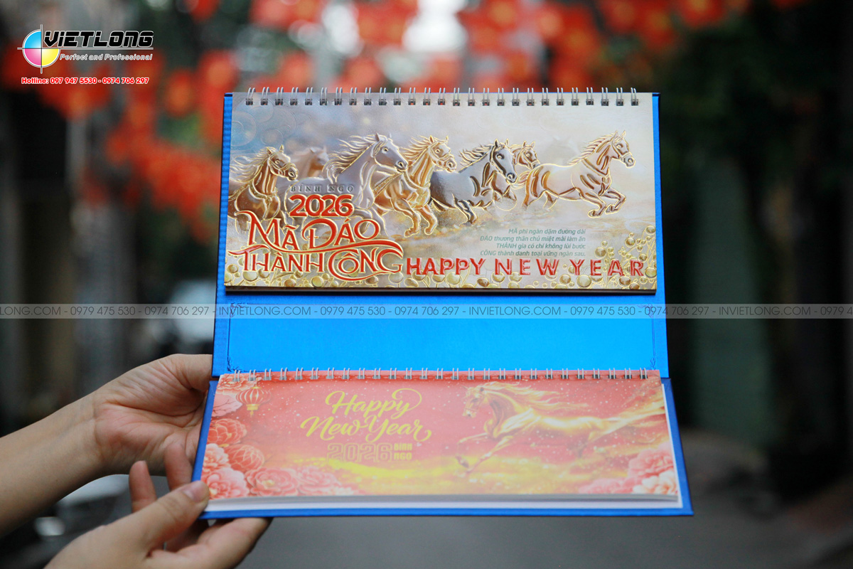Mẫu lịch bàn B 2026 có note ghi chú