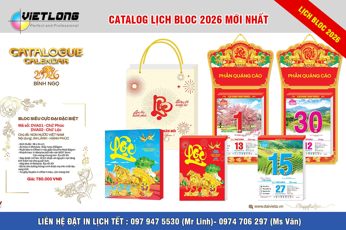 Catalogue Bloc lịch Tết 2026 đầy đủ nhất