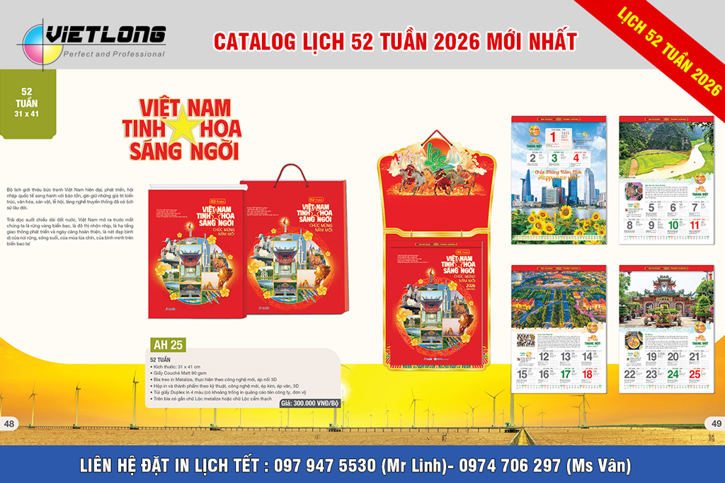 In lịch Tết 52 tuần 2026 đẹp rẻ