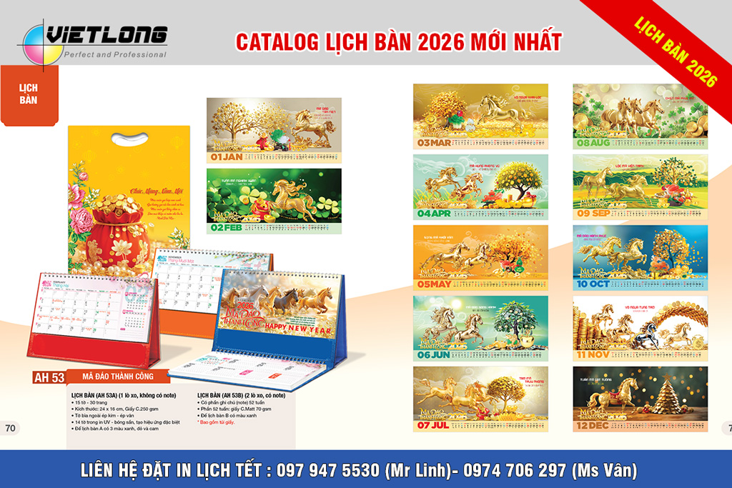 Mẫu lịch để bàn Tết Bính Ngọ Mã đáo thành công