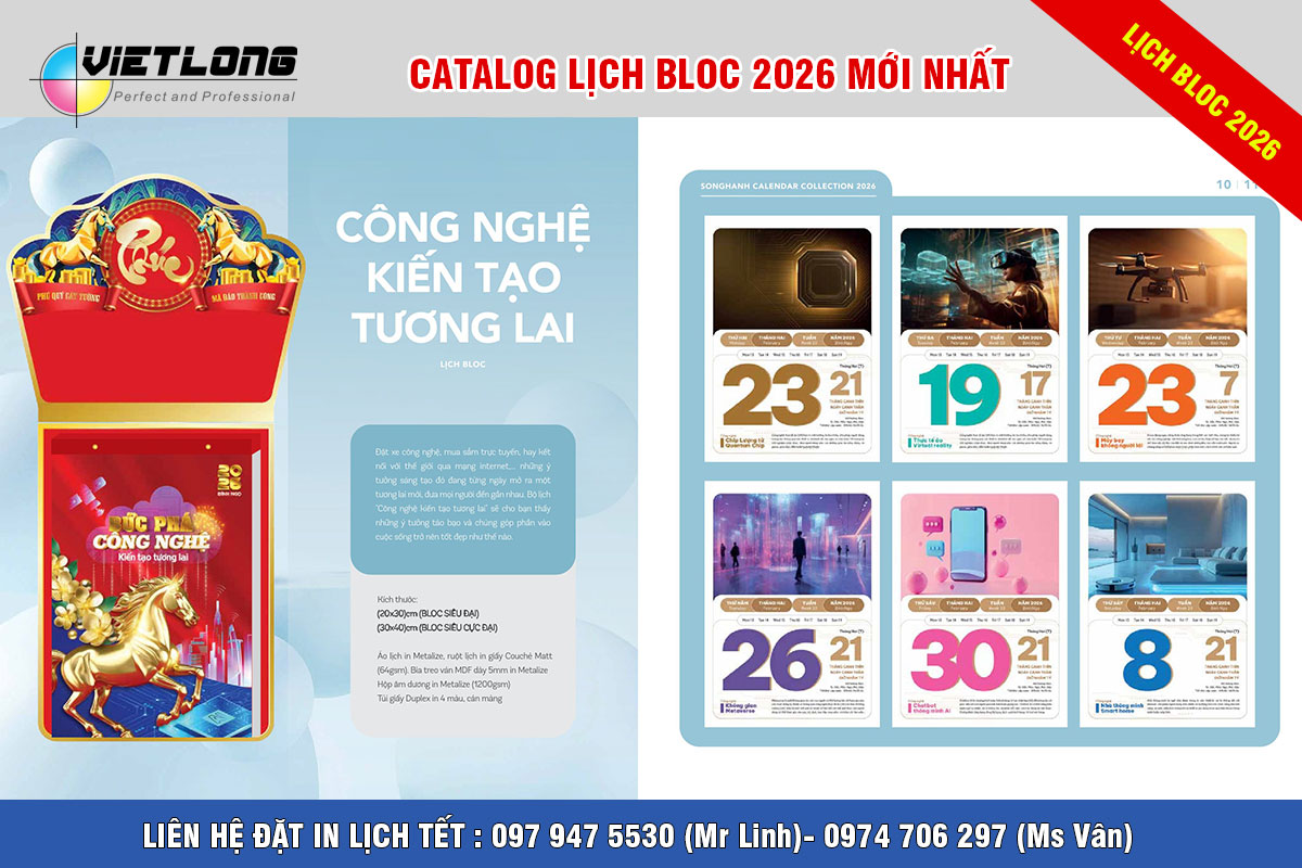Mẫu lịch Bloc 2026 Công nghệ kiến tạo tương lai