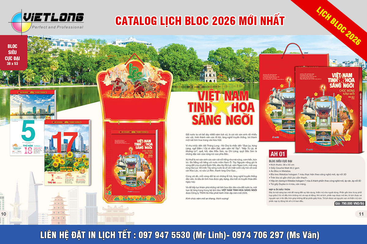 Mẫu bloc sieu cuc dai 38x53cm Tết 2026 Việt Nam tinh hoa sáng ngời