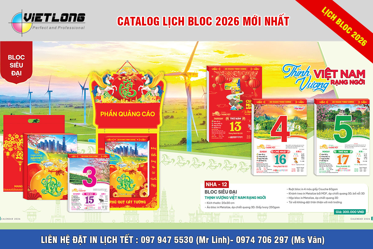 Mẫu lịch Tết Bloc siêu đại 2026