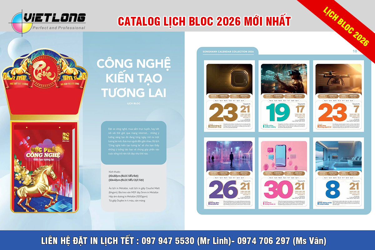 Mẫu lịch Tết 2026 Bloc siêu đại 20x30cm