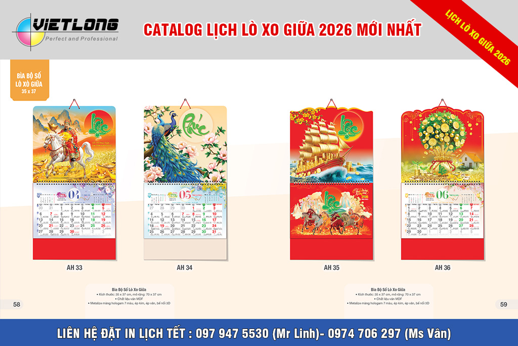 Lịch tết lò xo giữa bìa đỏ 2026