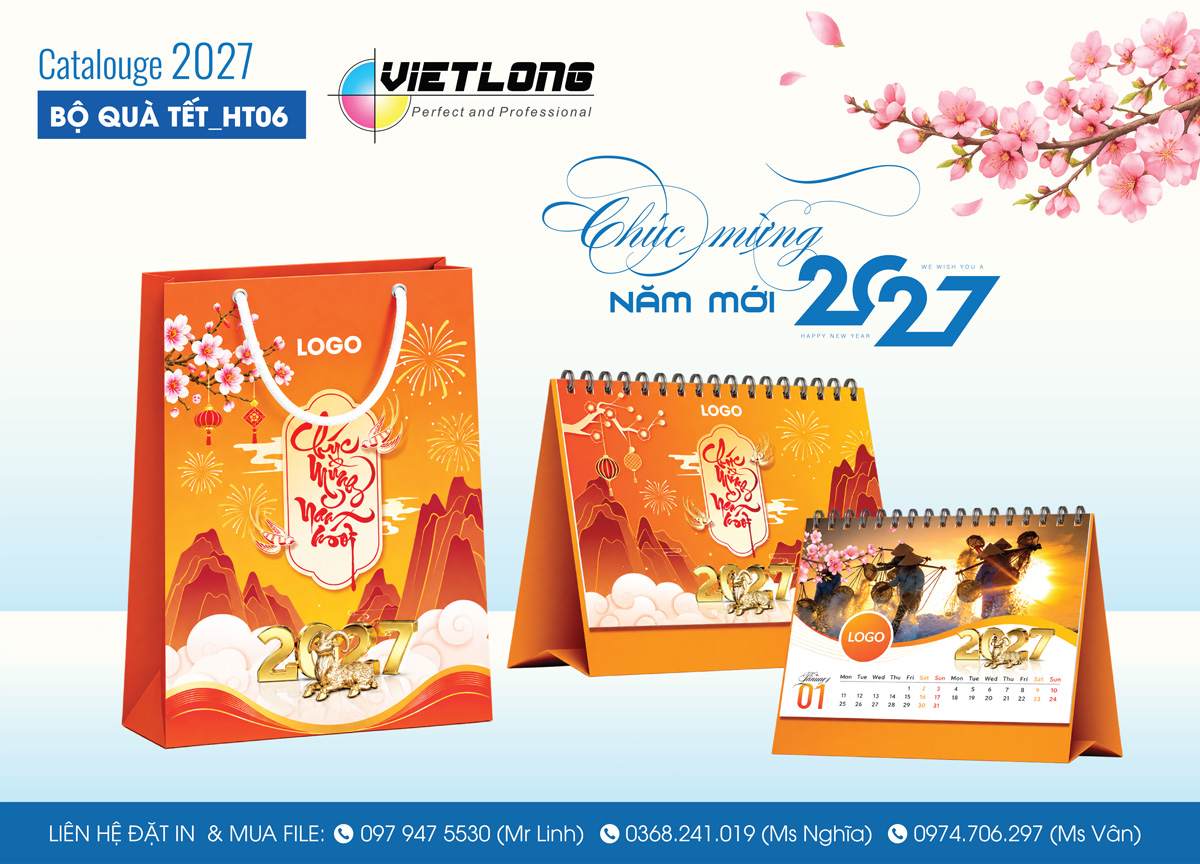 Combo thiết kế túi và lịch bàn 2027 độc quyền