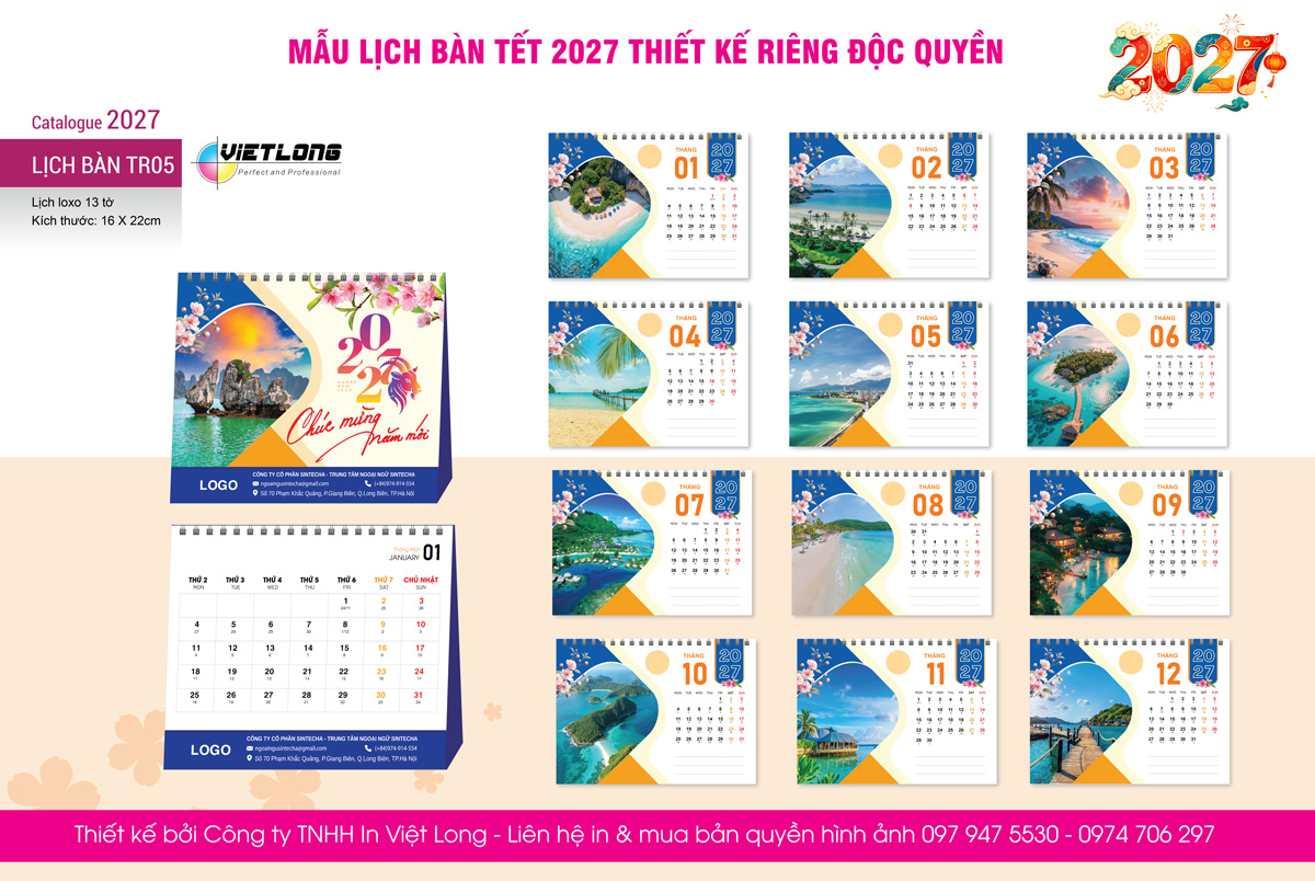 Công ty in lịch bàn 2027 thiết kế riêng tại Hà Nội