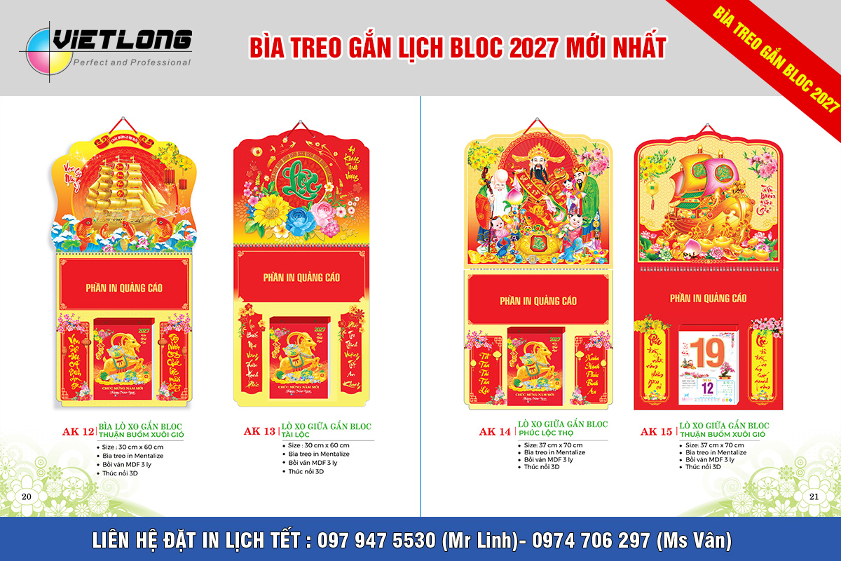 In bìa treo gắn lịch Bloc đại 2027 tại Hà Nội