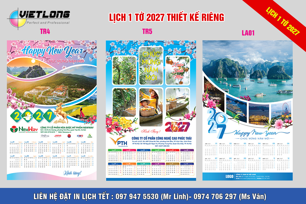 Xưởng in lịch Tết 1 tờ 2027 rẻ tại Hà Nội