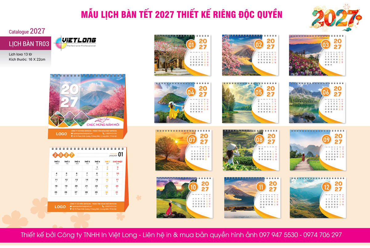 In lịch bàn thiết kế 2027 số lượng ít