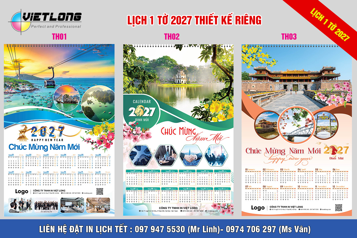 Thiết kế lịch 1 tờ 2027 đẹp