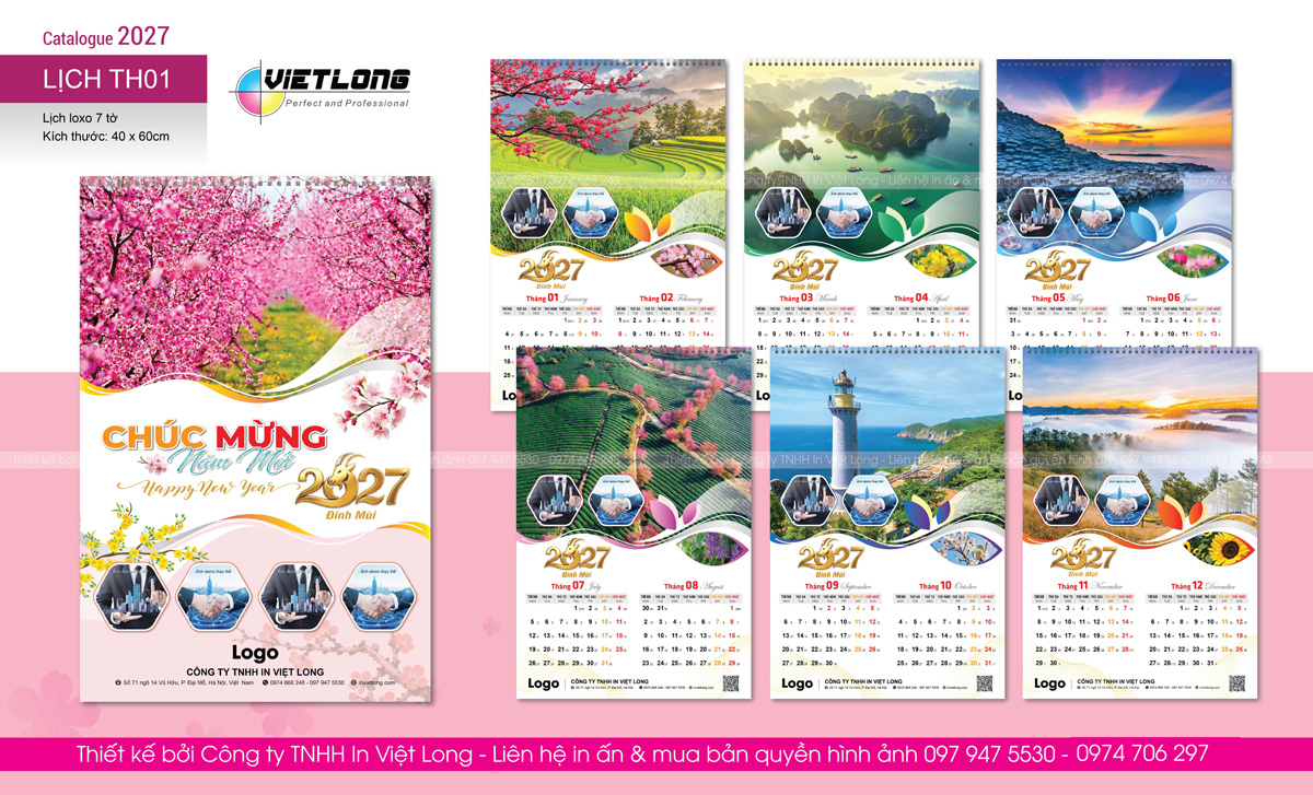 In lịch Tết treo tường 2027 độc quyền thiết kế riêng