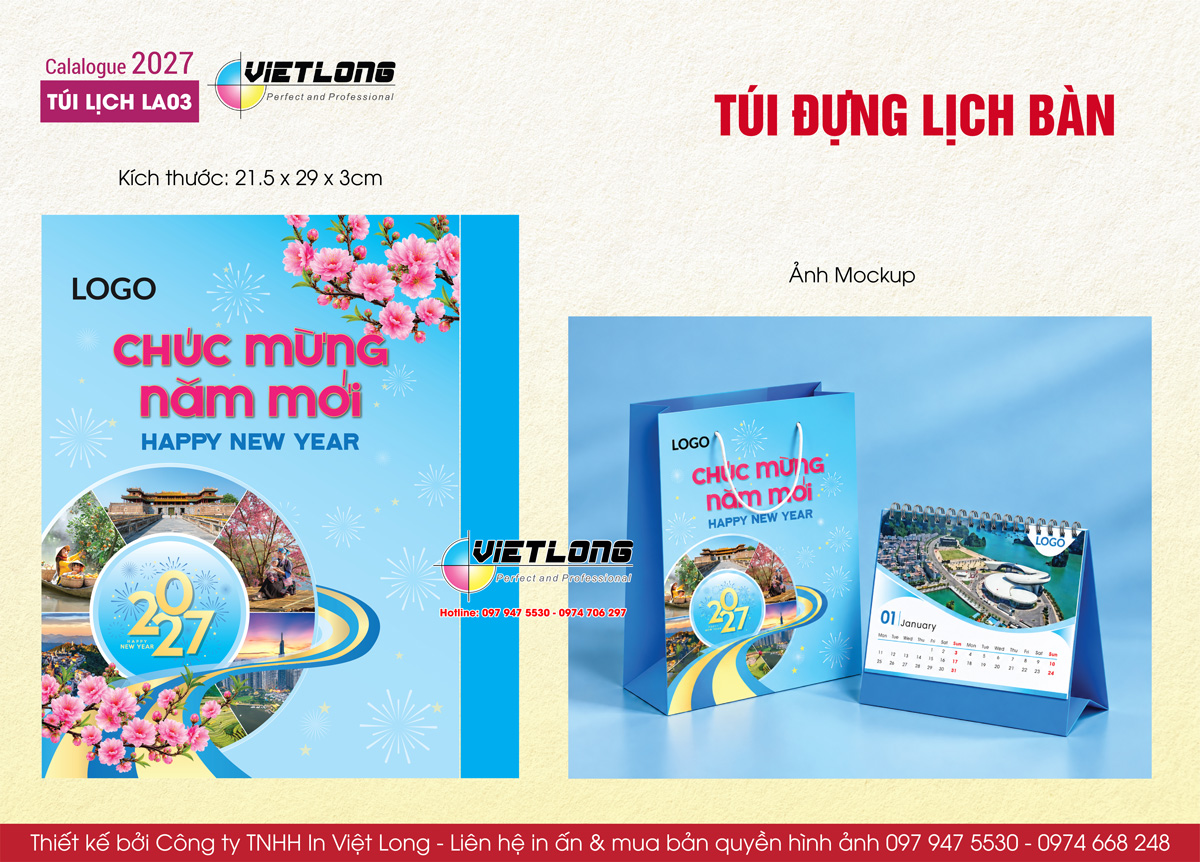 In túi đựng cho lịch để bàn