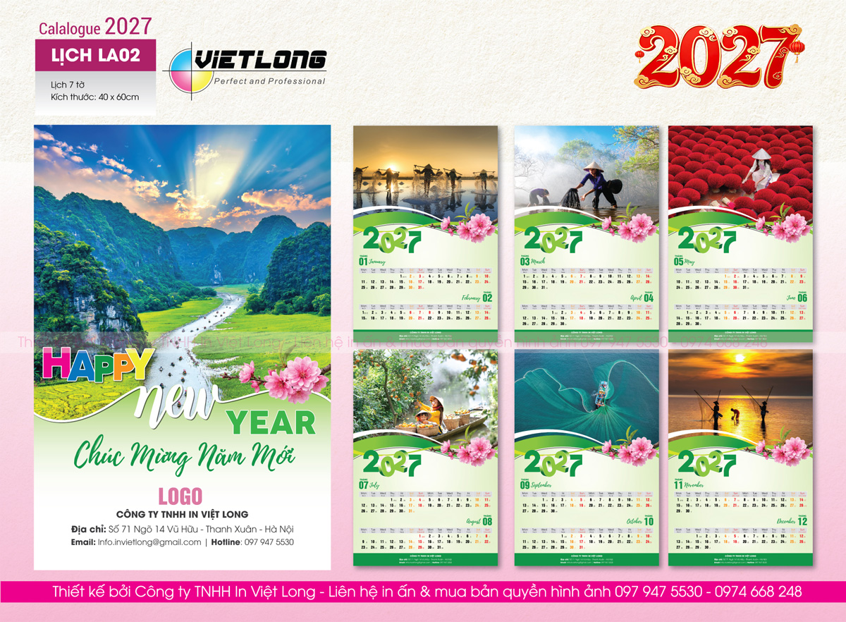 Thiết kế lịch Tết 2027 theo yêu cầu riêng