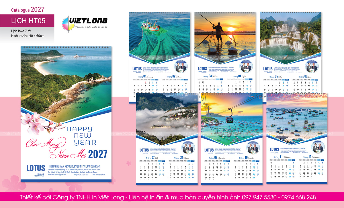 Thiết kế lịch Tết treo tường 2027 theo yêu cầu