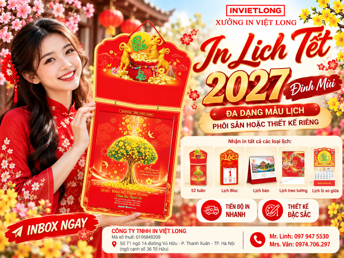 Xưởng thiết kế & in lịch Tết 2027 Đinh Mùi tại Hà Nội