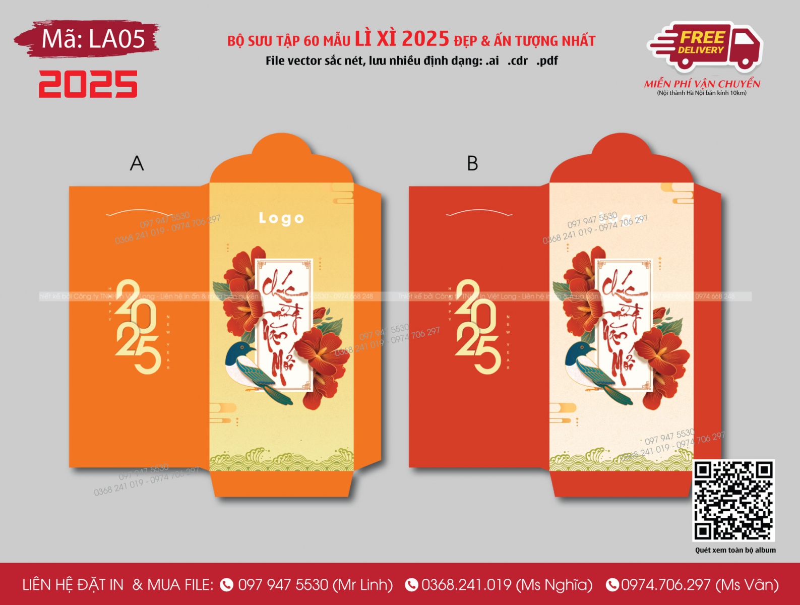 Mẫu lì xì Tết 2025 đẹp và đơn giản