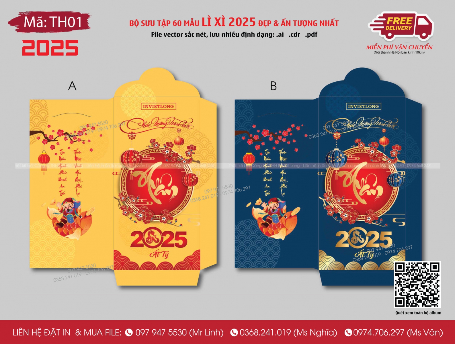 Mẫu lì xì 2025 xuân Ất Tỵ đẹp nhất