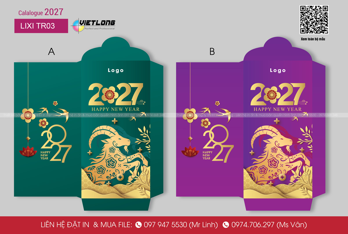 Mẫu bao lì xì Tết 2027 đẹp ấn tượng