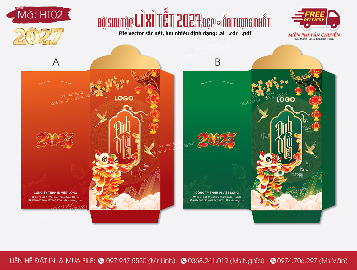 Thiết kế bao lì xì Tết 2027 theo yêu cầu