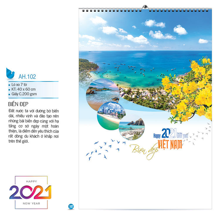 Tờ bìa Mẫu lịch 7 tờ 2021 AH 102 - Chủ đề biển đảo