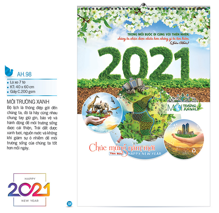 Lịch Tết chủ đề môi trường xanh 2021