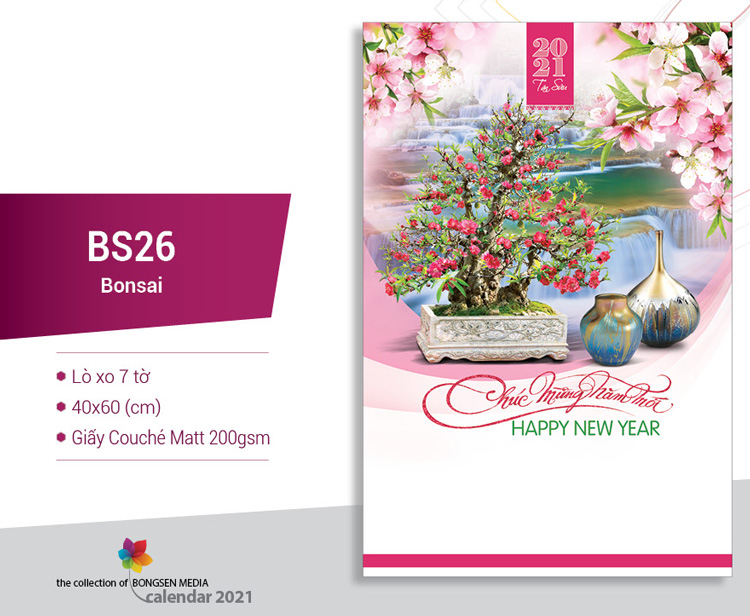 Lịch Tết 2021 chủ đề Bonsai