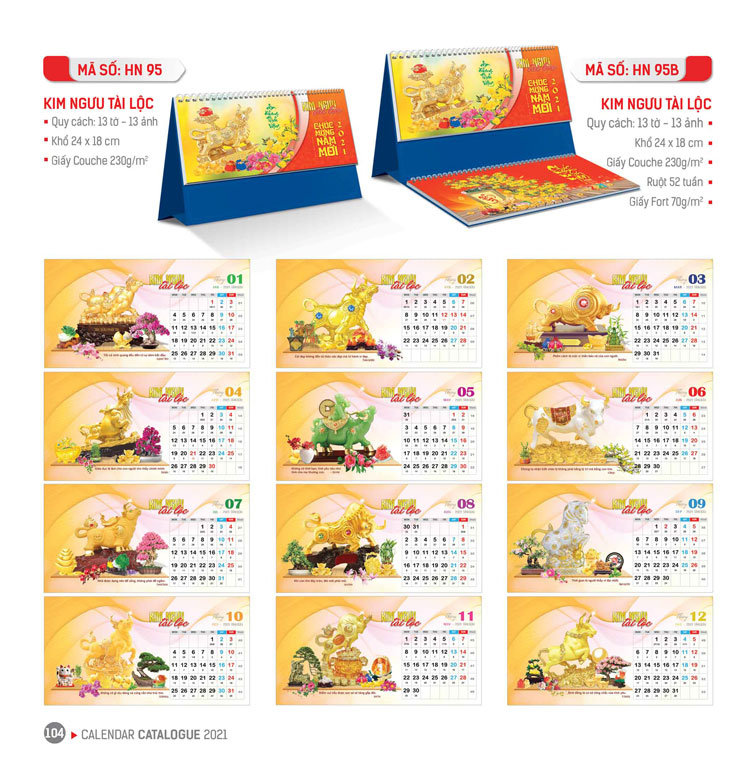 Lịch bàn Tết 2021 Kim Ngưu tài lộc
