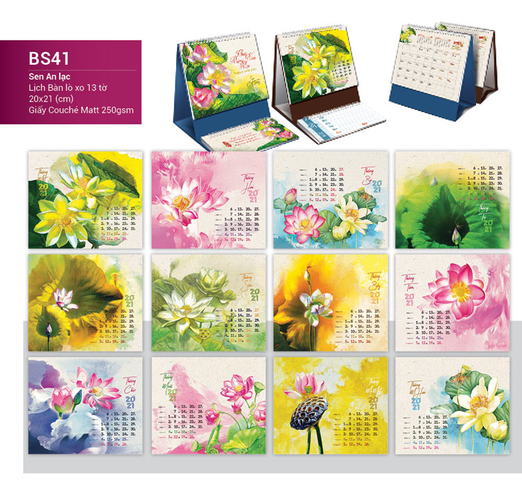 BS41 Lịch bàn 2021 Sen An Lạc