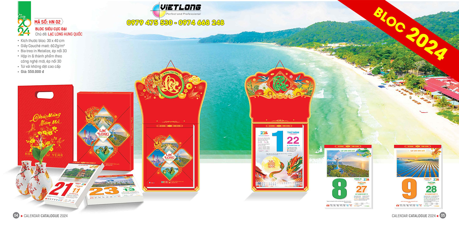 Công ty in lịch bloc siêu cực đại 2024