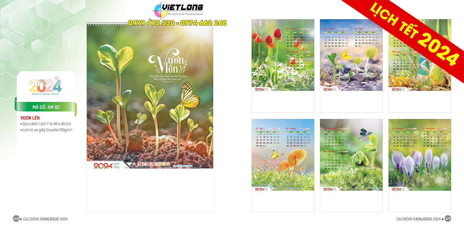 HN82 mẫu lịch 7 tờ 2024 Vươn Lên