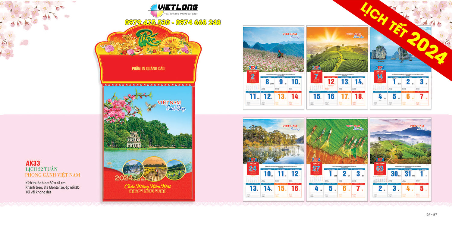 Công ty in lịch 52 tuần 2024 tại Hà Nội