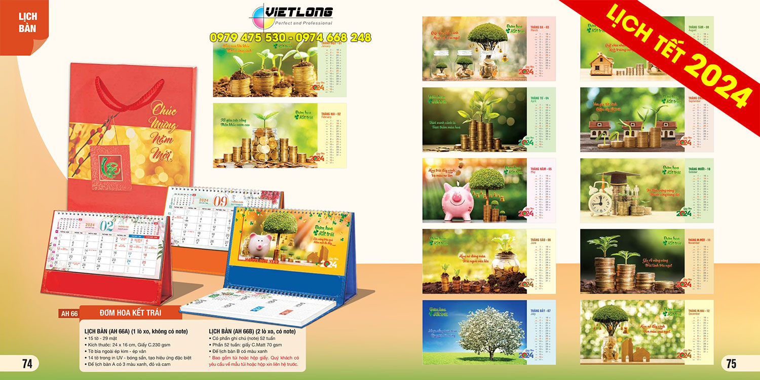 Công ty in lịch Tết để bàn 2024 giá rẻ Hà Nội