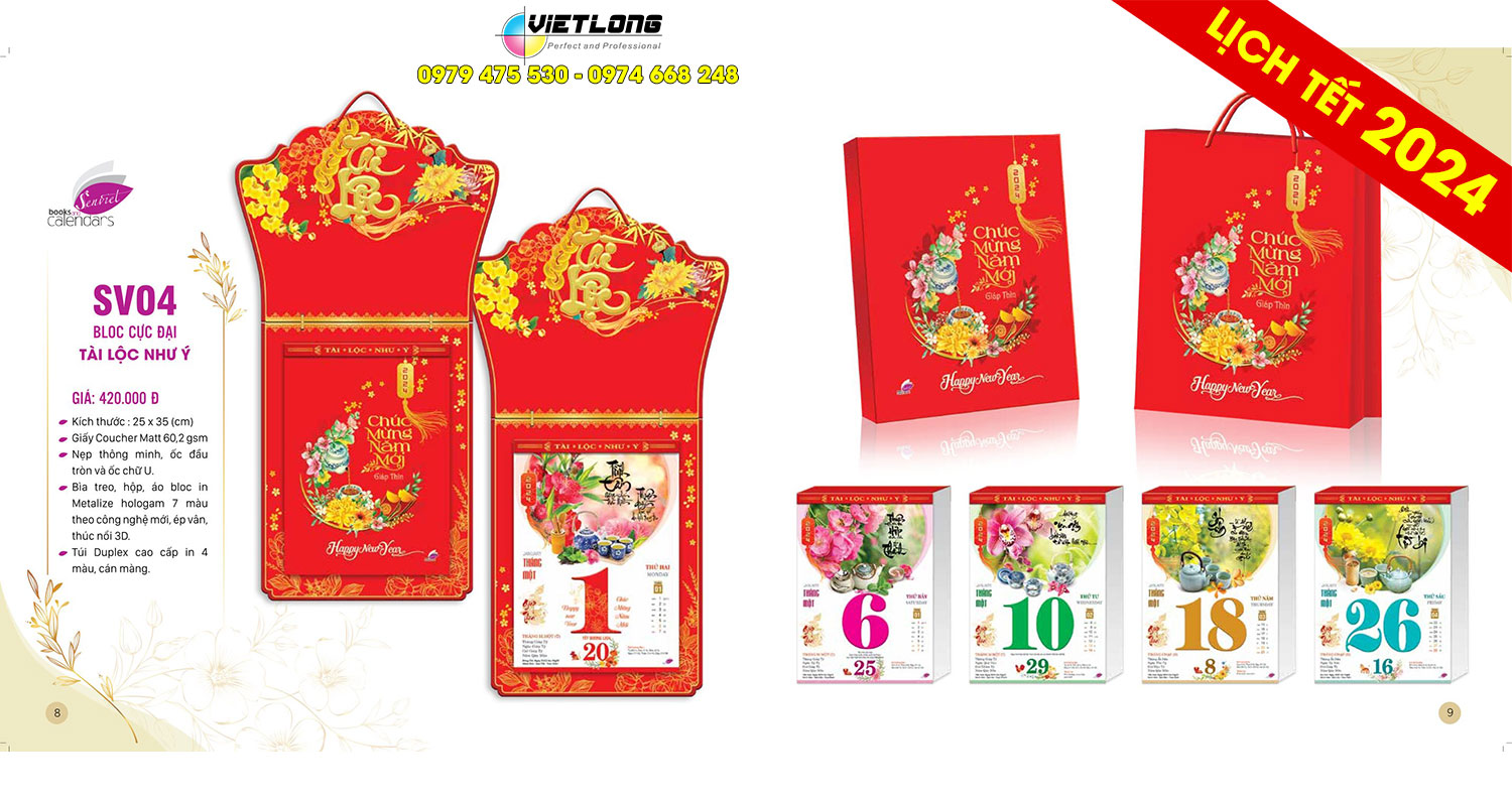 In lịch Tết Bloc cực đại 2024 Tài Lộc Như Ý